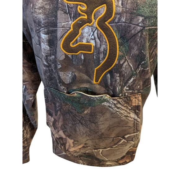 Browning Camo Hoodie Mens Large Pullover Hunting Sweatshirt Realtree Pattern - Picture 4 of 16